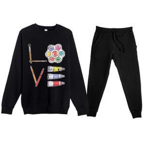 Painter Valentines Day Gift Painting Tools Drawing Artist Meaningful Gift Premium Crewneck Sweatsuit Set