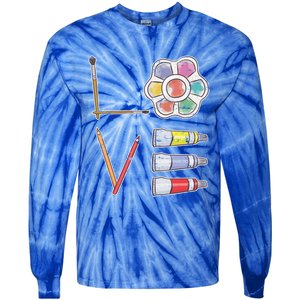 Painter Valentines Day Gift Painting Tools Drawing Artist Meaningful Gift Tie-Dye Long Sleeve Shirt