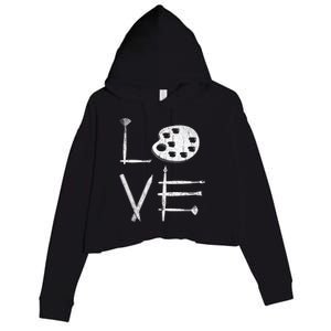 Painter Valentines Day Sketching Painter Gift Drawing Artist Meaningful Gift Crop Fleece Hoodie