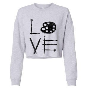 Painter Valentines Day Sketching Painter Gift Drawing Artist Meaningful Gift Cropped Pullover Crew