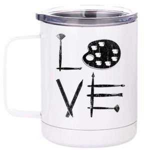 Painter Valentines Day Sketching Painter Gift Drawing Artist Meaningful Gift 12 oz Stainless Steel Tumbler Cup