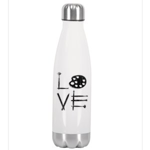 Painter Valentines Day Sketching Painter Gift Drawing Artist Meaningful Gift Stainless Steel Insulated Water Bottle