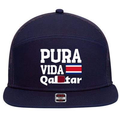 Pura Vida En Qatar 22 Costa Rica 7 Panel Mesh Trucker Snapback Hat