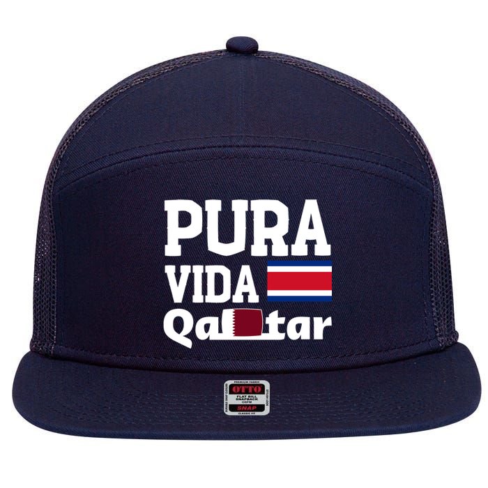 Pura Vida En Qatar 22 Costa Rica 7 Panel Mesh Trucker Snapback Hat