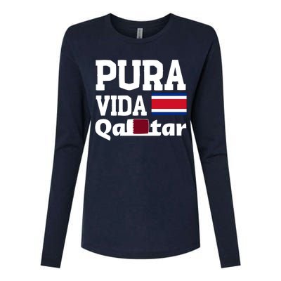 Pura Vida En Qatar 22 Costa Rica Womens Cotton Relaxed Long Sleeve T-Shirt