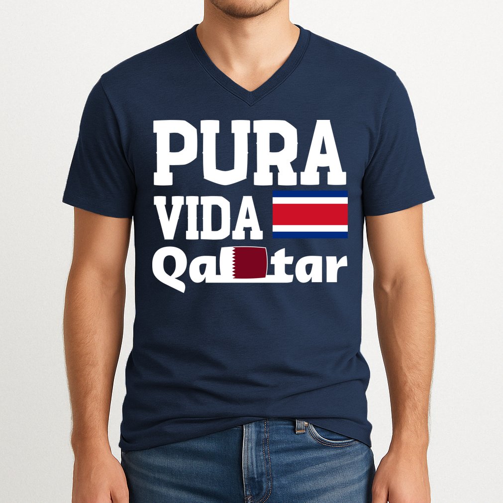 Pura Vida En Qatar 22 Costa Rica V-Neck T-Shirt