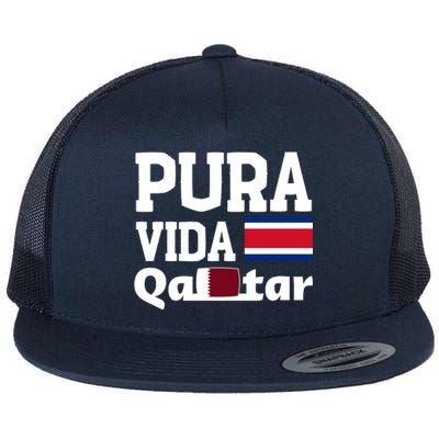 Pura Vida En Qatar 22 Costa Rica Flat Bill Trucker Hat