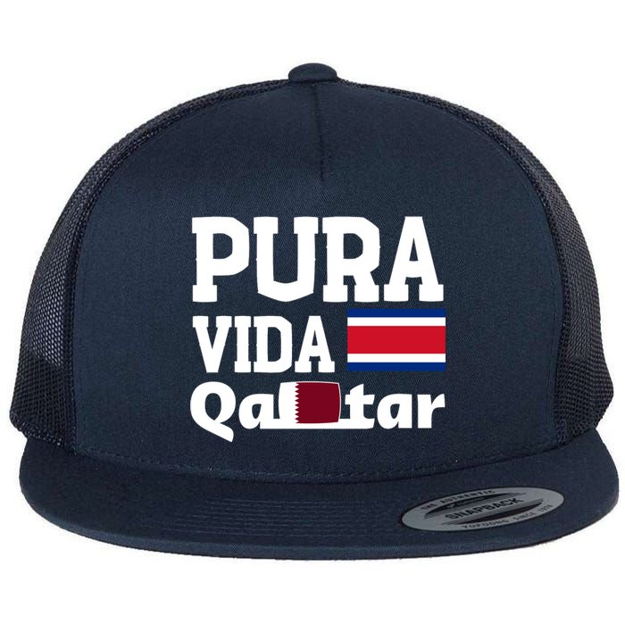 Pura Vida En Qatar 22 Costa Rica Flat Bill Trucker Hat