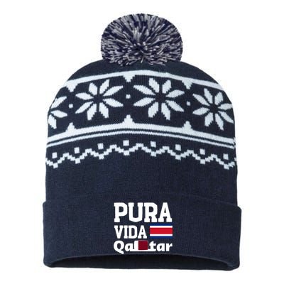 Pura Vida En Qatar 22 Costa Rica USA-Made Snowflake Beanie