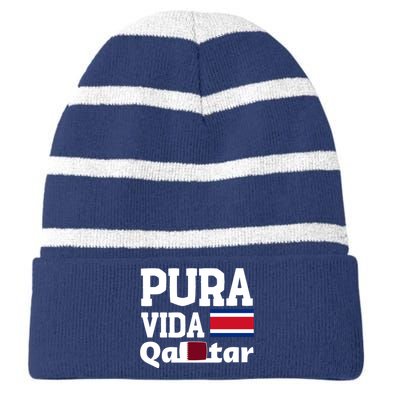 Pura Vida En Qatar 22 Costa Rica Striped Beanie with Solid Band