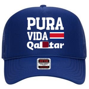 Pura Vida En Qatar 22 Costa Rica High Crown Mesh Back Trucker Hat