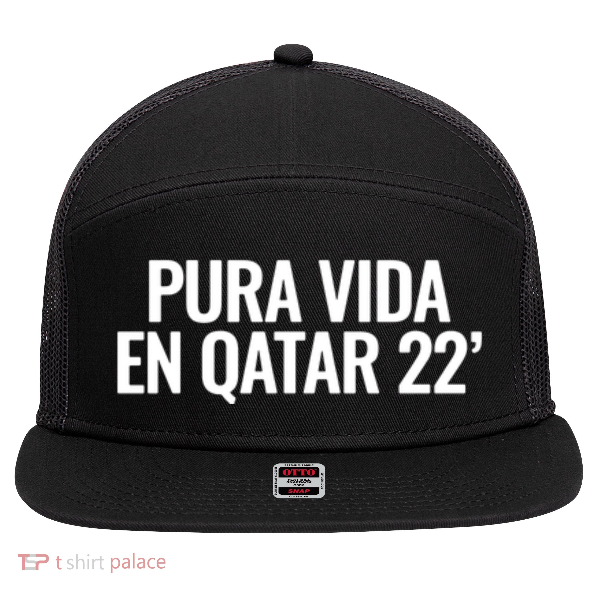 Pura Vida En Qatar 22 Costa Rica 7 Panel Mesh Trucker Snapback Hat