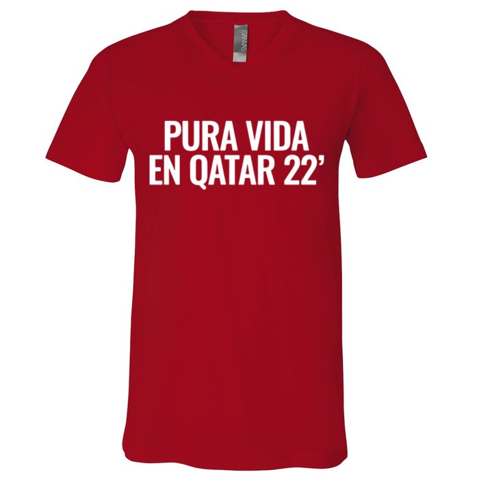 Pura Vida En Qatar 22 Costa Rica V-Neck T-Shirt