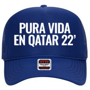 Pura Vida En Qatar 22 Costa Rica High Crown Mesh Back Trucker Hat