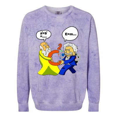 Pythagoras Vs Einstein Funny Math Science Colorblast Crewneck Sweatshirt