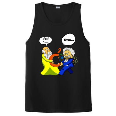 Pythagoras Vs Einstein Funny Math Science PosiCharge Competitor Tank