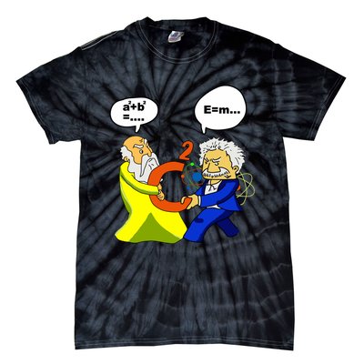 Pythagoras Vs Einstein Funny Math Science Tie-Dye T-Shirt