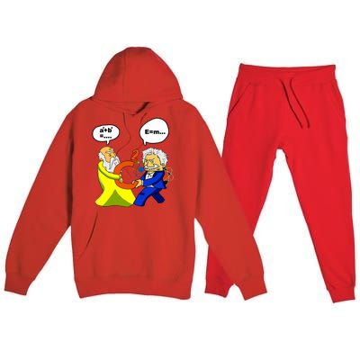 Pythagoras Vs Einstein Funny Math Science Premium Hooded Sweatsuit Set