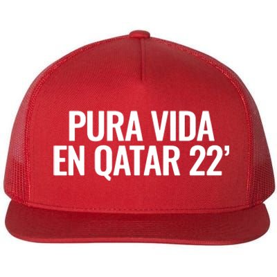 Pura Vida En Qatar 22 Costa Rica Flat Bill Trucker Hat