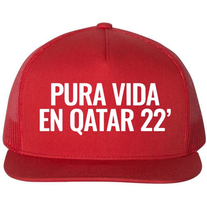 Pura Vida En Qatar 22 Costa Rica Flat Bill Trucker Hat