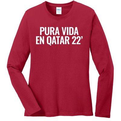 Pura Vida En Qatar 22 Costa Rica Ladies Long Sleeve Shirt