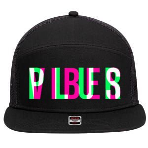 Plur Vibes Edm Rave Optical Illusion Glitch Trippy Raver 7 Panel Mesh Trucker Snapback Hat