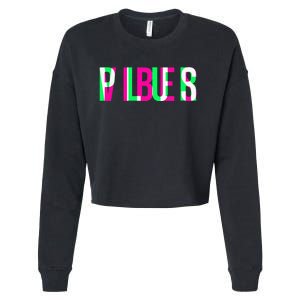 Plur Vibes Edm Rave Optical Illusion Glitch Trippy Raver Cropped Pullover Crew