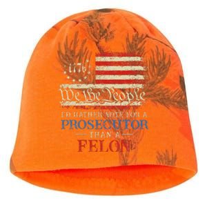 Prosecutor Vs Felon 2024 Rather Vote Prosecutor Than Felon Kati - Camo Knit Beanie