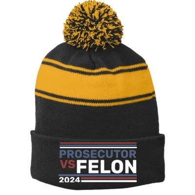 Prosecutor Vs Felon 2024 Stripe Pom Pom Beanie