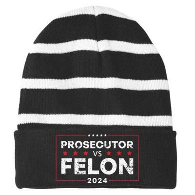 Prosecutor Vs Felon 2024 Gift Striped Beanie with Solid Band