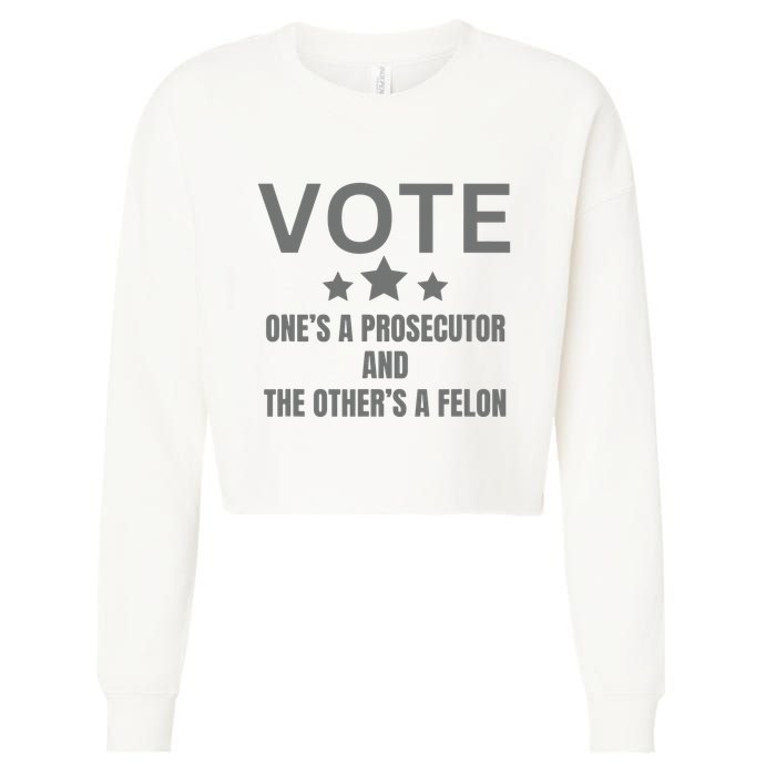 Prosecutor Versus Felon Voter Funny Political Cropped Pullover Crew