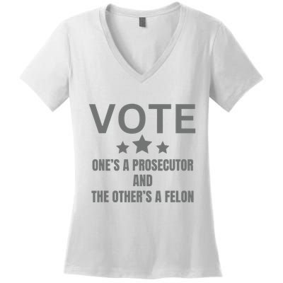 Prosecutor Versus Felon Voter Funny Political Women's V-Neck T-Shirt