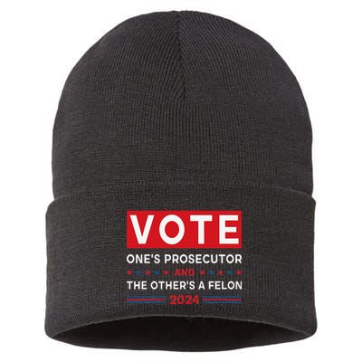 Prosecutor Vs Felon Funny Meme Political Vote Election 2024 Sustainable Knit Beanie