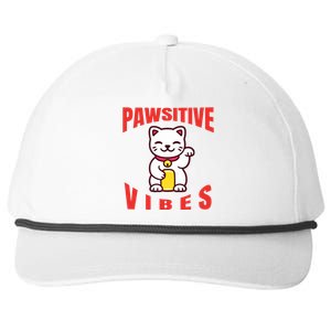 Pawsitive Vibes Funny Cat Japanese Anime Snapback Five-Panel Rope Hat