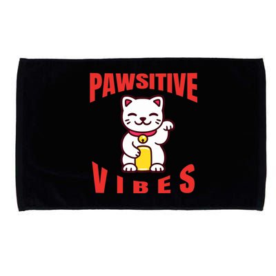 Pawsitive Vibes Funny Cat Japanese Anime Microfiber Hand Towel