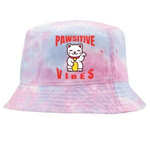 Pawsitive Vibes Funny Cat Japanese Anime Tie-Dyed Bucket Hat