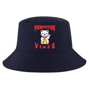 Pawsitive Vibes Funny Cat Japanese Anime Cool Comfort Performance Bucket Hat