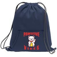 Pawsitive Vibes Funny Cat Japanese Anime Sweatshirt Cinch Pack Bag