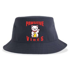 Pawsitive Vibes Funny Cat Japanese Anime Sustainable Bucket Hat