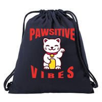 Pawsitive Vibes Funny Cat Japanese Anime Drawstring Bag