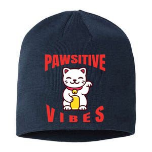 Pawsitive Vibes Funny Cat Japanese Anime Sustainable Beanie