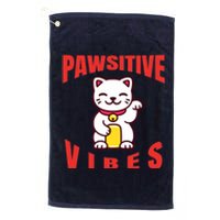 Pawsitive Vibes Funny Cat Japanese Anime Platinum Collection Golf Towel