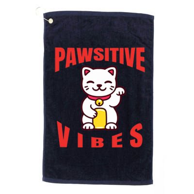 Pawsitive Vibes Funny Cat Japanese Anime Platinum Collection Golf Towel