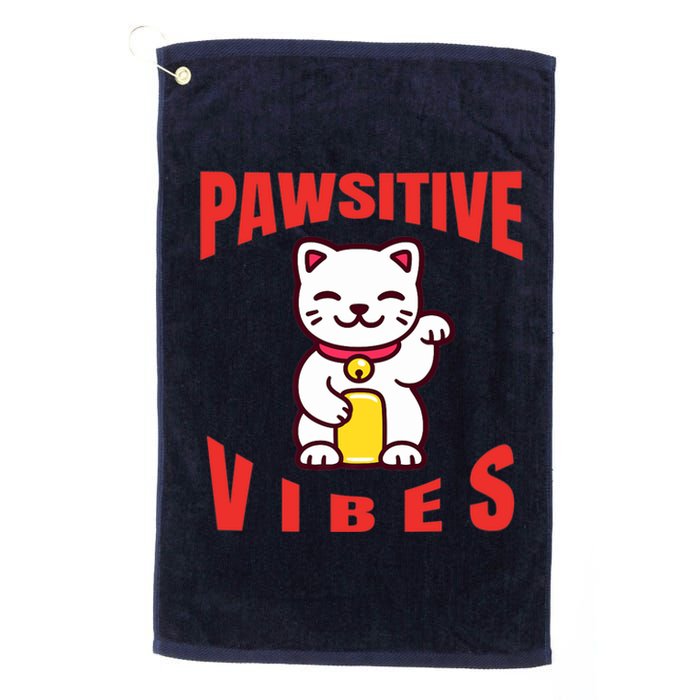 Pawsitive Vibes Funny Cat Japanese Anime Platinum Collection Golf Towel