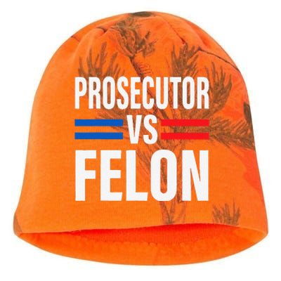 Prosecutor Vs Felon Pro Kamala Harris 2024 President Kati - Camo Knit Beanie