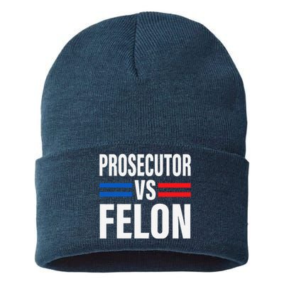 Prosecutor Vs Felon Pro Kamala Harris 2024 President Sustainable Knit Beanie