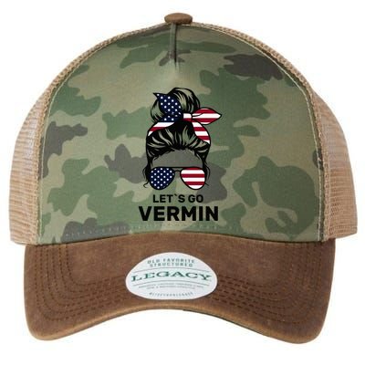 Proud Vermin Funny Anti Trump Quote Messy Bun American Flag Legacy Tie Dye Trucker Hat