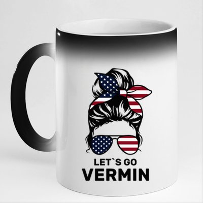 Proud Vermin Funny Anti Trump Quote Messy Bun American Flag 11oz Black Color Changing Mug