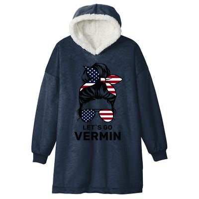 Proud Vermin Funny Anti Trump Quote Messy Bun American Flag Hooded Wearable Blanket