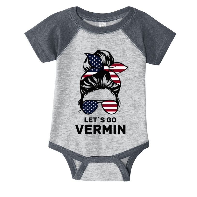 Proud Vermin Funny Anti Trump Quote Messy Bun American Flag Infant Baby Jersey Bodysuit